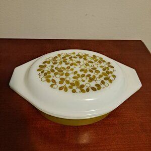 Pyrex 043 Olive Verde Avocado 1 1/2 Quart Oval Casserole Bowl With Lid